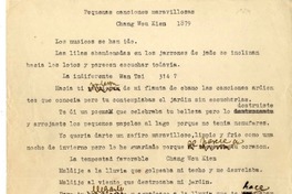 Pequeñas canciones maravillosas  [manuscrito] Juan Guzmán Cruchaga.