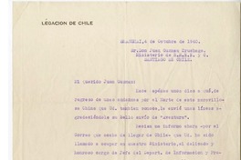 [Carta] 1940 octubre 4, Shanghai, China [a] Juan Guzmán Cruchaga  [manuscrito] Juan Marin.