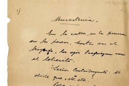 Neurastenia  [manuscrito] Magdalena Petit.