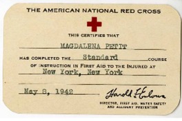 Certificado the american national red cross  [manuscrito] Magdalena Petit.