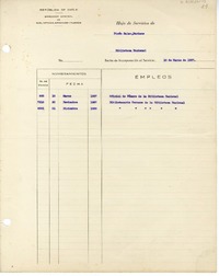 Hoja de servicio  [manuscrito] Mariano Picón Salas.