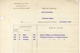 Hoja de servicio  [manuscrito] Mariano Picón Salas.