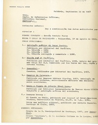 [Carta] 1968 septiembre 12, Valdivia, Chile [a] Biblioteca Nacional de Chile  [manuscrito] Hernán Poblete Varas.
