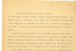 [Cartas] [entre 1914 y 1927], Santiago, Chile [a] Rafael Alberto Arrieta  [manuscrito] Pedro Prado.
