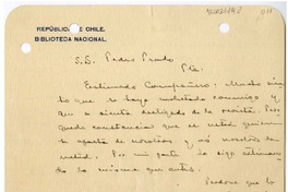 [Tarjeta] 1917, Santiago, Chile [a] Pedro Prado  [manuscrito] Fernando Santivan.