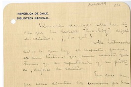 [Tarjeta] 1917, Santiago, Chile [a] Pedro Prado  [manuscrito] Fernando Santivan.