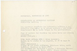 [Carta] 1968 septiembre, Concepción, Chile [a] Biblioteca Nacional de Chile  [manuscrito] Luis Jaime Quezada Ruiz.