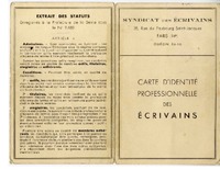 Carné de identidad del sindicato de escritores de París.  [manuscrito] Alberto Ried Silva.
