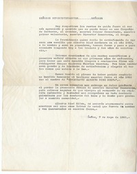 [Discurso de despedida a Alberto Ried]  [manuscrito] Compañía de Bomberos de Ñuñoa.