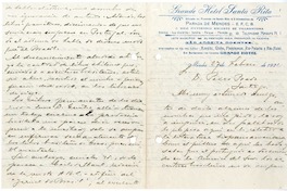 [Carta] 1921 febrero 27, Río de Janeiro, Brasil [a] Pedro Prado  [manuscrito] Miguel Luis Rocuant.