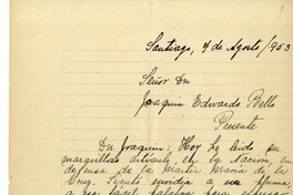 [Carta] 1953 agosto 7, Santiago, Chile [a] Joaquín Edwards Bello  [manuscrito] María Teresa Rodríguez.