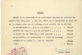 [Recibo] 1939 mayo 30, Santiago, Chile [a] Biblioteca Nacional de Chile  [manuscrito] Manuel Rojas.