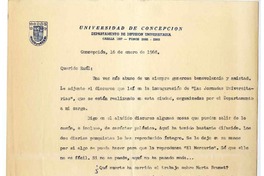 [Carta] 1968 enero 16, Concepción, Chile [a] Raúl Silva Castro  [manuscrito] Milton Rossel.