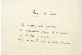Busca de Dios  [manuscrito] Juan Ruiz Peña.