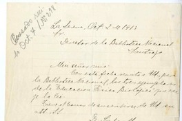 [Recibo] 1913 octubre 2, La Serena, Chile [de] Biblioteca Nacional de Chile  [manuscrito] Demetrio Salas Maturana.