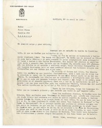 [Carta] 1965 abril 1, Santiago, Chile [a] Pedro Olmos  [manuscrito] Carlos Sander.