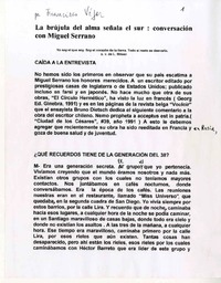 La brújula del alma señala el sur : [entrevista] [manuscrito] Francisco Vejar.