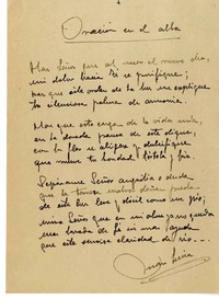 Oración en el alba  [manuscrito] Juan Sierra.