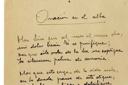 Oración en el alba  [manuscrito] Juan Sierra.