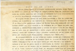 Ecos de un libro  [manuscrito] Carlos Morla Lynch.