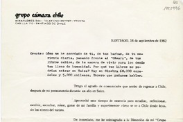 [Carta] 1982 septiembre 16, Santiago, Chile [a] Oreste Plath  [manuscrito] Mario Baeza.