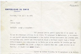 [Carta] 1983 julio 7, Chillán, Chile [a] Oreste Plath  [manuscrito] Juan Gabriel Araya.