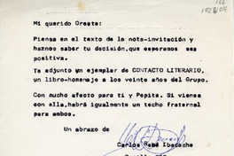 [Carta] 1983 agosto 24, Chillán, Chile [a] Oreste Plath  [manuscrito] Carlos René Ibacache.