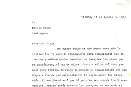 [Carta] 1982 agosto 11, Vicuña, Chile [a] Oreste Plath  [manuscrito] Héctor Carreño Latorre.