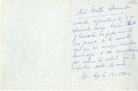 [Carta] 1982 agosto 13, Santiago, Chile [a] Oreste Plath  [manuscrito] Ester Matte Alessandri.