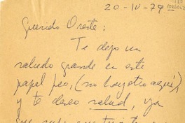 [Carta] 1979 abril 20, Santiago, Chile [a] Oreste Plath  [manuscrito] Alicia Morel.