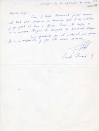 [Carta] 1990 septiembre 22, Santiago, Chile [a] Oreste Plath  [manuscrito] Ernesto Livacic Gazzano.