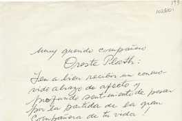[Carta] 1986 marzo, Viña del Mar, Chile [a] Oreste Plath  [manuscrito] Carlos Hermosilla Álvarez.
