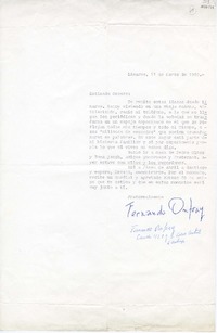 [Carta] 1986 marzo 11, Linares, Chile [a] Oreste Plath  [manuscrito] Fernando Onfray.