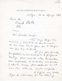 [Carta] 1986 marzo 11, Santiago, Chile [a] Oreste Plath  [manuscrito] Enrique Campos Menéndez.