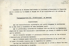 Intensificación del folklore en américa  [manuscrito] Transcrito por Oreste Plath.