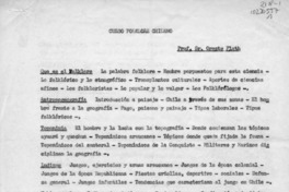 Curso folklore chileno  [manuscrito] Oreste Plath.