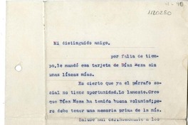 [Carta] 1916, Los Andes, Chile [a] [Isauro Santelices]  [manuscrito] Gabriela Mistral.