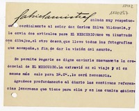 [Tarjeta] 1923 junio 29, México [a] Carlos Silva Vildósola  [manuscrito] Gabriela Mistral.