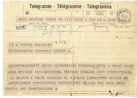 [Telegrama] 1954 julio 14, New York, [Estados Unidos] [a] Humberto Díaz Casanueva, Génova, Italia  [manuscrito] Gabriela Mistral.
