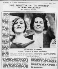 [Articulo sobre Gabriela Mistral]  [fotografía].