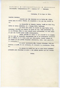 [Carta] 1941 mayo 30, Rancagüa, Chile [a] Gonzalo Drago  [manuscrito] Oscar Castro.