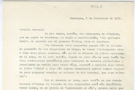[Carta] 1939 noviembre 8, Rancagüa, Chile [a] Gonzalo Drago  [manuscrito] Oscar Castro Z.