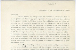 [Carta] 1939 septiembre 5, Rancagüa, Chile [a] Gonzalo Drago  [manuscrito] Oscar Castro Z.