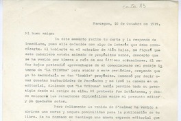 [Carta] 1939 octubre 16, Rancagüa, Chile [a] Gonzalo Drago  [manuscrito] Oscar Castro Z.