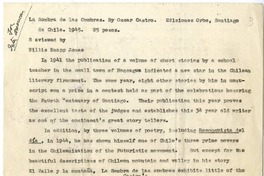 La sombra de las cumbres, by Oscar Castro  [manuscrito] reviewed by Willis Knapp Jones.