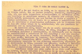 Vida y obra de Oscar Castro Z.  [manuscrito] Gonzalo Drago.