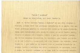 Seres y sombras : drama en tres actos por Oscar Castro Z. : [manuscrito] [comentario de ] Edmundo Concha.