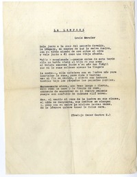 La lámpara  [manuscrito] Louis Mercier ; [transcripción y traducción de] Oscar Castro.