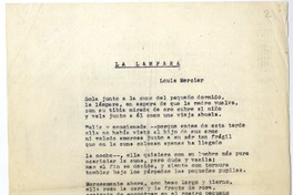 La lámpara  [manuscrito] Louis Mercier ; [transcripción y traducción de] Oscar Castro.
