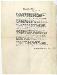 El látigo  [manuscrito] Albert Samain ; [transcripción y traducción] de Oscar Castro.